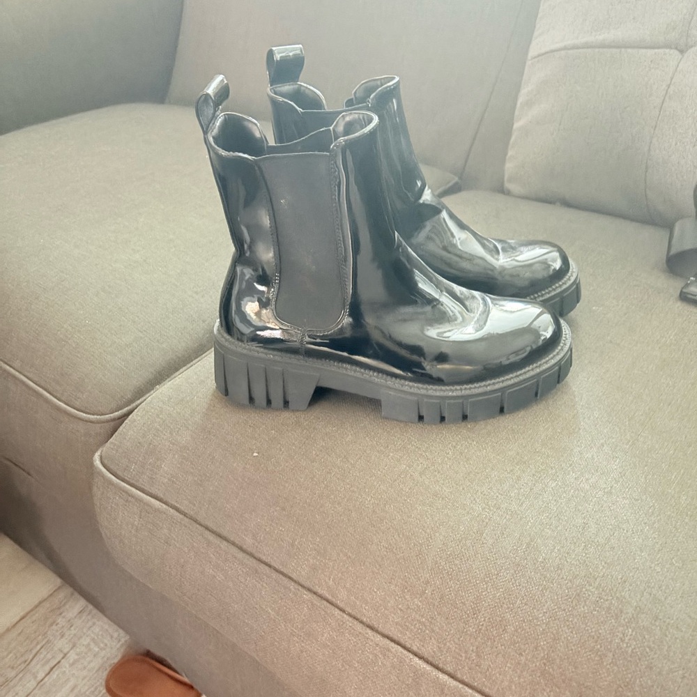 Black Patent Leather Chelsea Boots